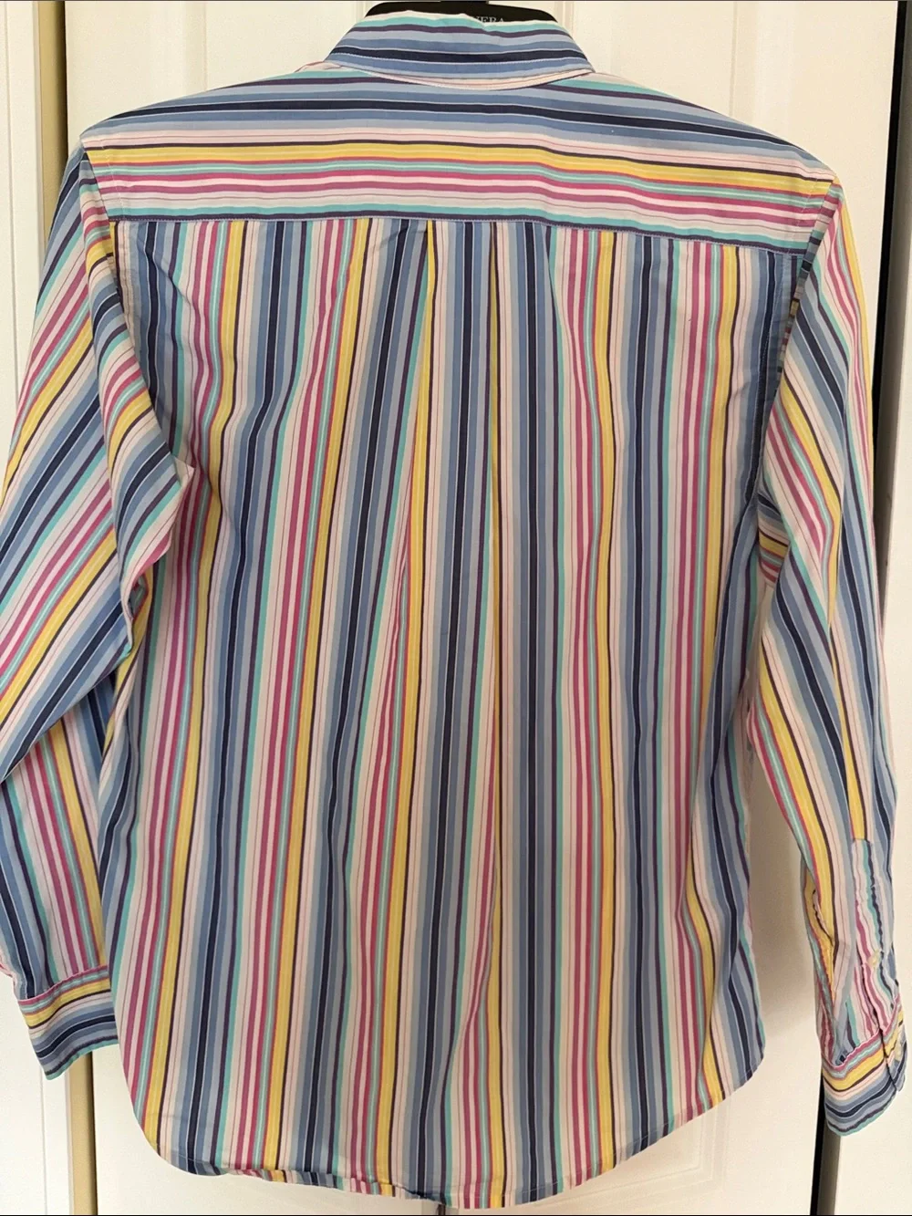 Ralph Lauren Boys L 16-18 Multi Color Pastel Stripe Long Sleeve Shirt Cotton